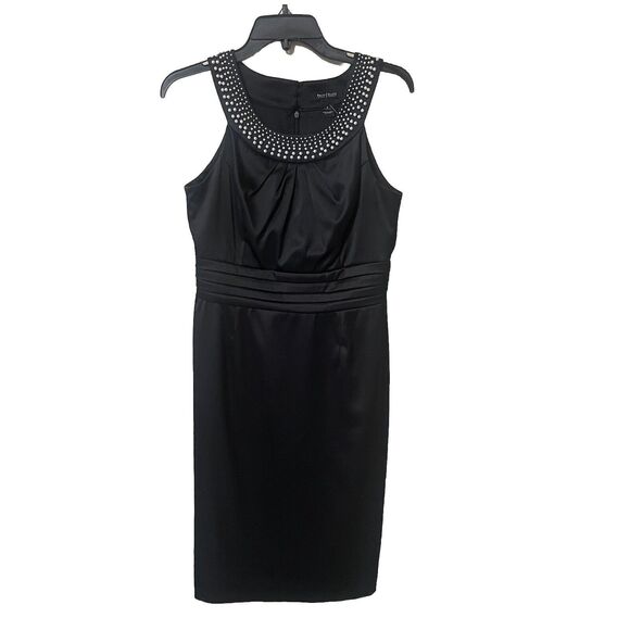 WHBM Black Formal Dress Size 4 Knee-Length Sleeveless Pearl Beaded Neckline - Picture 1 of 5